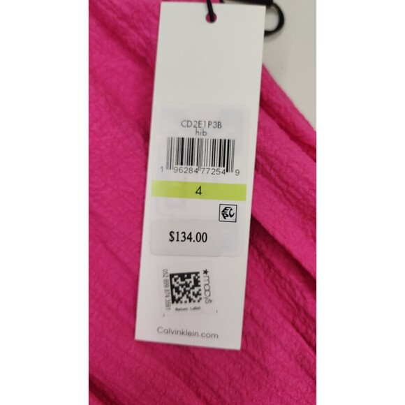 Calvin Klein Women’s Pink Crinkled Sleeveless Dress Size 4, Drawstring, NWT - Picture 6 of 6